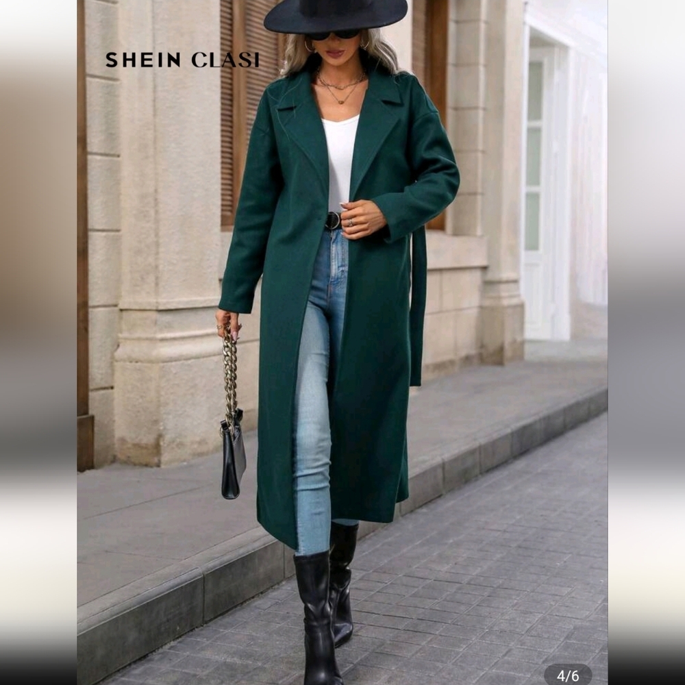 Elegant Emerald Green Trench Coat